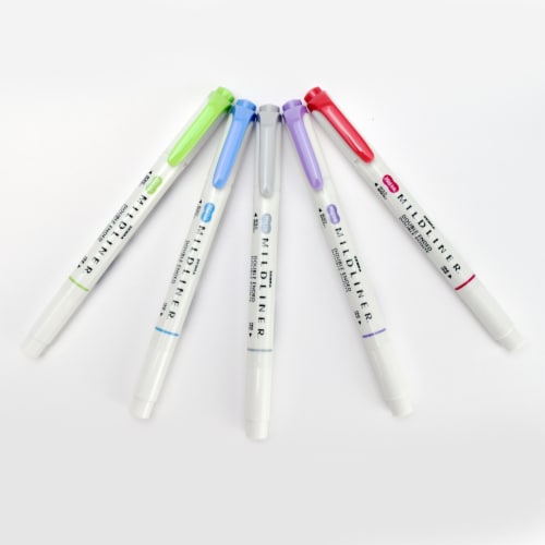 Zebra Pen Mildliner Double-Ended Creative Highlighter Set - Cool & Refined 5-Pack Perspective: back