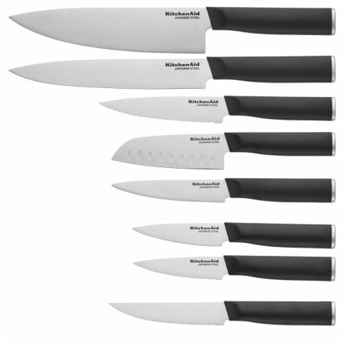 KitchenAid Two Tone Slim Block Knife Set - Black Perspective: back