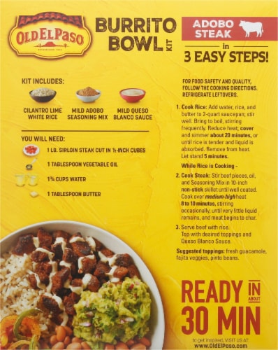 Old El Paso™ Adobo Steak Burrito Bowl Kit Perspective: back