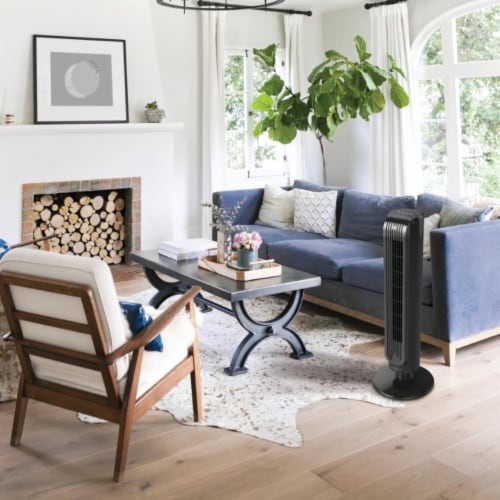 Lasko Oscillating Tower Fan with Remote Control - Black Perspective: back