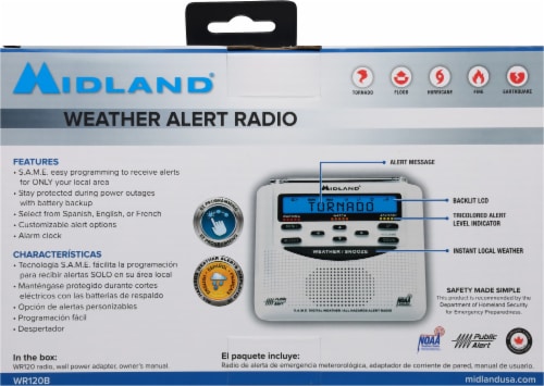 Midland® Digital Weather All Hazards Alarm Clock Perspective: back
