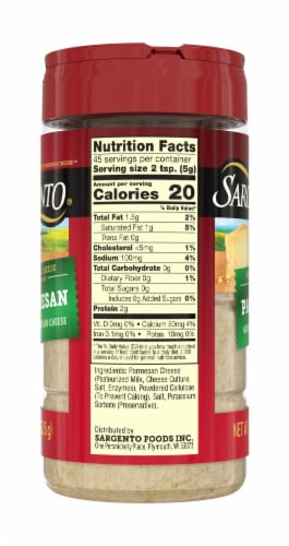 Sargento® Grated Parmesan Cheese Canister Perspective: back