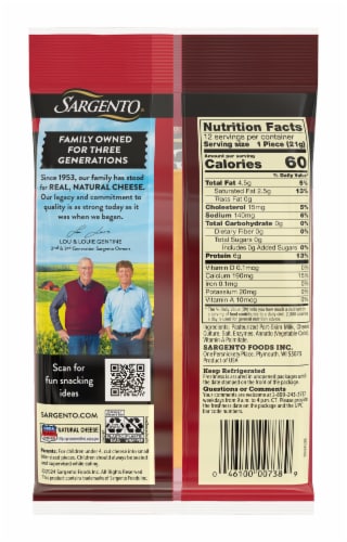 Sargento® Reduced Fat Sharp Cheddar Cheese Sticks Perspective: back