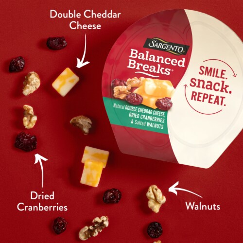 Sargento® Balanced Breaks Double Cheddar Cheese Dried Cranberries & Salted Walnuts Snacks Perspective: back