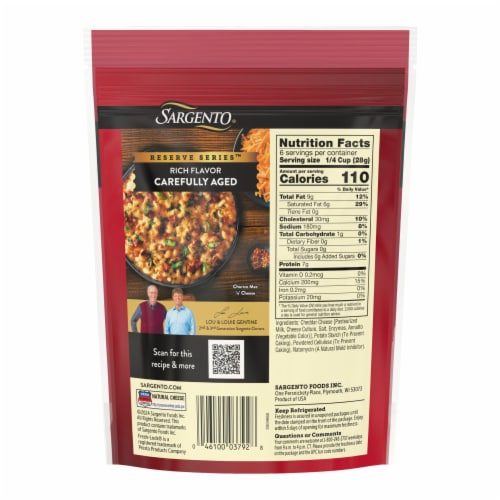 Sargento® Reserve Series™ 18-Month Aged Cheddar Shredded Cheese Perspective: back