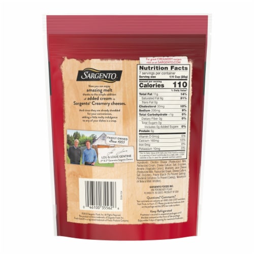 Sargento Creamery Shredded Cheddar Jack Cheese Perspective: back