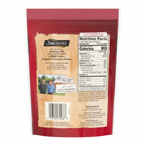 Sargento® Creamery Mozzarella Shredded Cheese Perspective: back