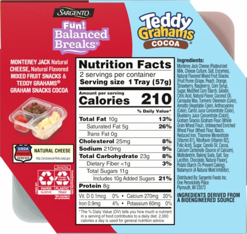 Sargento® Fun! Balanced Breaks® Monterey Jack Cheese Mixed Fruit & Teddy Grahams® Cocoa Snack Kits Perspective: back