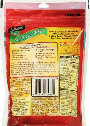 Sargento Reduced Fat 4 Cheese Mexican Blend Perspective: back