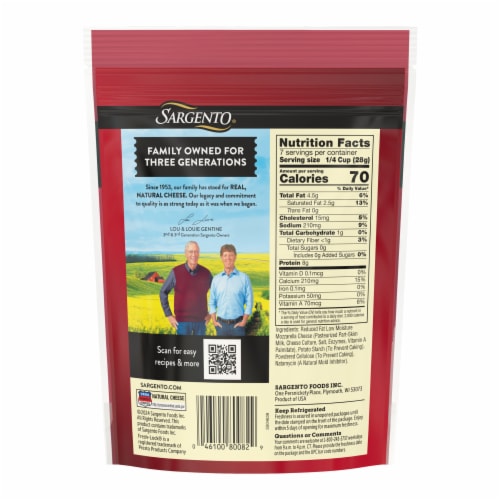 Sargento® Reduced Fat Mozzarella Shredded Cheese Traditional Cut Perspective: back