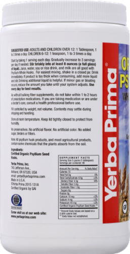 Yerba Prima Organic Psyllium Whole Husks Perspective: back