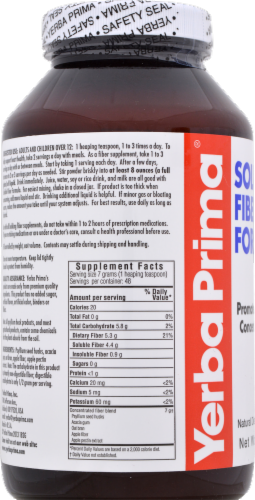 Yerba Prima Soluble Fiber Formula Dietary Supplement Perspective: back