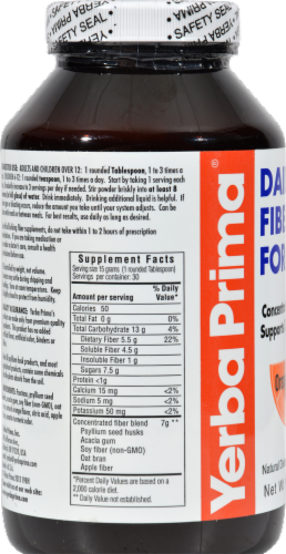 Yerba Prima Orange Flavor Daily Fiber Formula Perspective: back