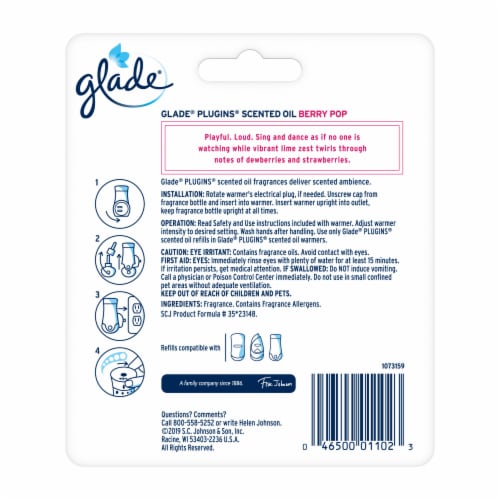 Glade PlugIns Berry Pop Scented Oil Refills Perspective: back