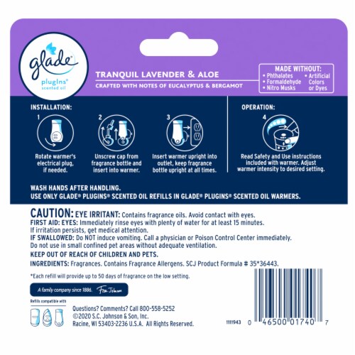 Glade® Tranquil Lavender & Aloe Scented Oil PlugIns Perspective: back