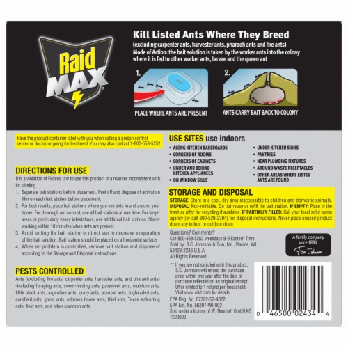 Raid Max Liquid Ant Bait, Outdoor and Indoor Ant Poison Bait Stations for Home, 4 ct Perspective: back