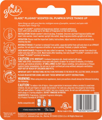 Glade® PlugIns® Limited Edition Pumpkin Spice Things Up Warmer & Refill Perspective: back