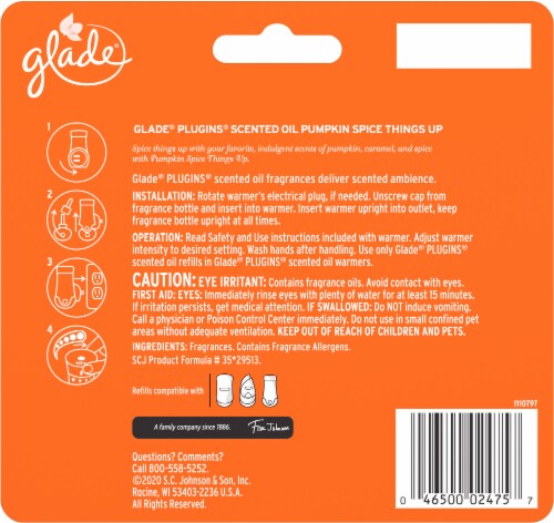 Glade® PlugIns® Pumpkin Spice Things Up Limited Edition Oil Refills Perspective: back