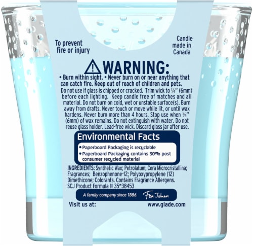 Glade® Candle Jar Air Freshener Aqua Waves Infused with Essential Oils Perspective: back