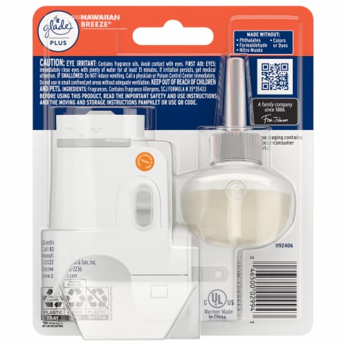 Glade® PlugIns® Plus Hawaiian Breeze Refill and Warmer Starter Kit Perspective: back