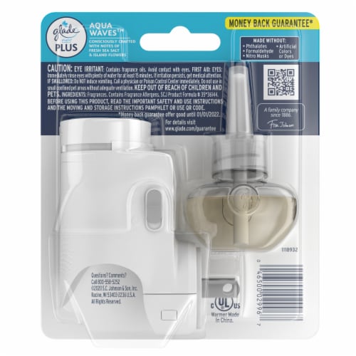 Glade® Plus Aqua Waves Scented Oil Plugin and Warmer Starter Kit Perspective: back