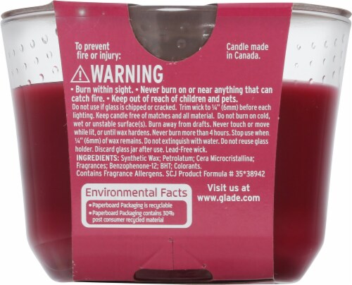 Glade Cranberry Oh So Merry 3 Wick Candle Perspective: back