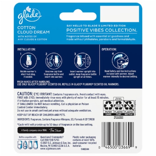 Glade PlugIns® Cotton Cloud Dream Scented Oil Refills Perspective: back