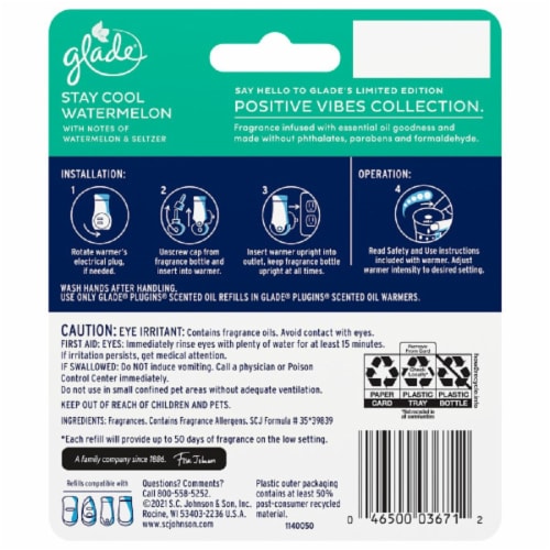 Glade® PlugIns® Stay Cool Watermelon Scented Oil Refills Perspective: back