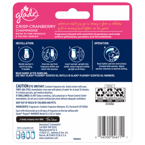 Glade® Crisp Cranberry Champagne Scented Oil PlugIns® Refills Perspective: back