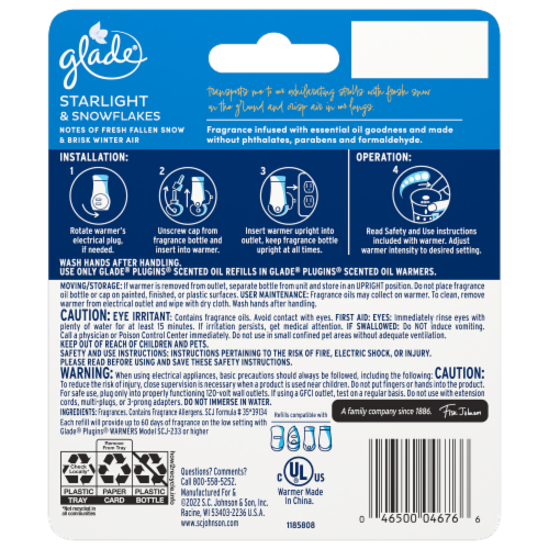 SC Johnson Glade Starlight & Snowflakes Scented Oil Plug Ins Perspective: back