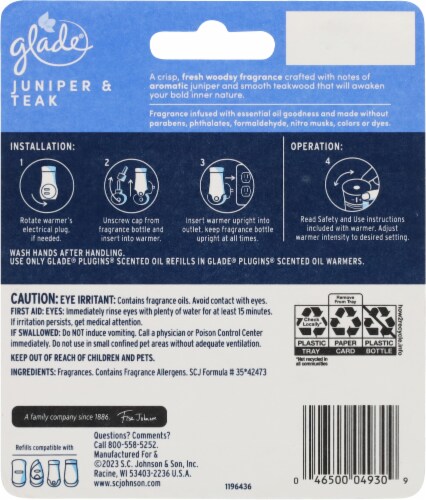 Glade® Fresh Juniper & Teak PlugIns® Scented Oils Refills Perspective: back