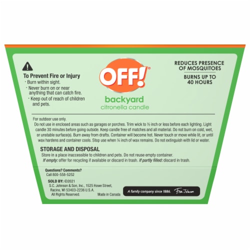 Off!® Tabletop Citronella Bucket Insect Repellent Perspective: back