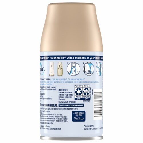 Glade Automatic Spray Refill, Air Freshener, Clean Linen™, 6.2 oz Perspective: back