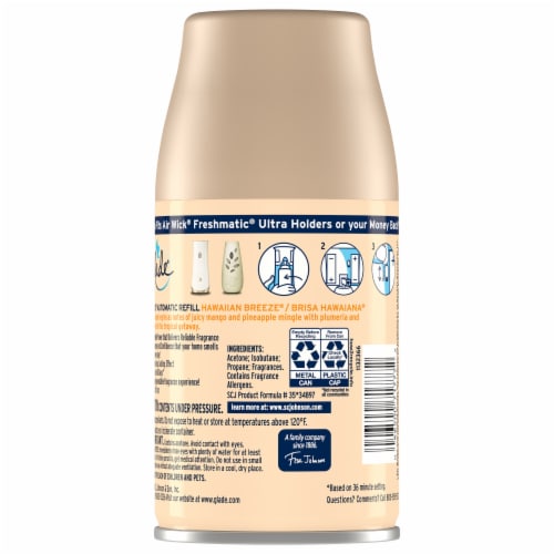 Glade Automatic Spray Refill, Air Freshener, Hawaiian Breeze, 6.2 oz Perspective: back