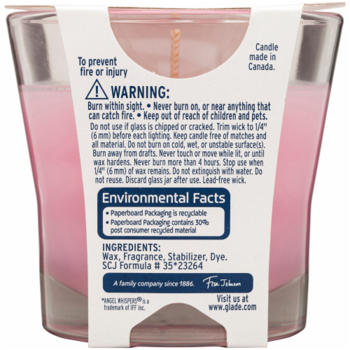 Glade Angel Whispers Candle Perspective: back