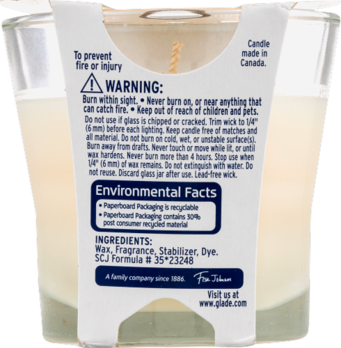 Glade Cream Pure Vanilla Joy Scent Jar Air Freshener Candle 3-1/16 in. H x 3-1/4 in. Dia. 3.4 Perspective: back