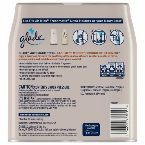 Glade® Automatic Spray Air Freshener Cashmere Woods Twin Refills Perspective: back