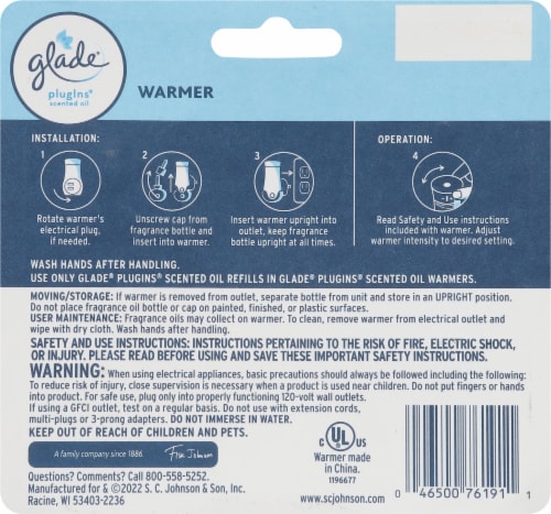 Glade® PlugIns® Scented Oil Warmers Perspective: back