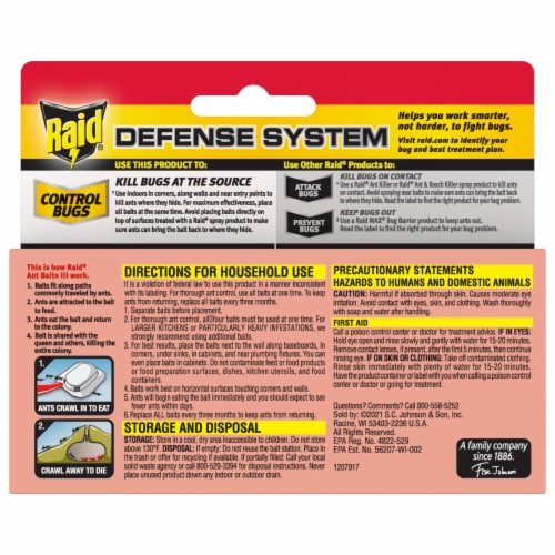 Raid Ant Baits Indoor Ant Killer, 4 Baits, 0.12 oz Total Perspective: back