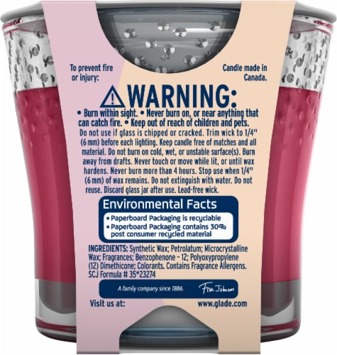 Glade® Energize 2-in-1 Vanilla Passion Fruit + Hawaiian Breeze® Glass Jar Candle Perspective: back
