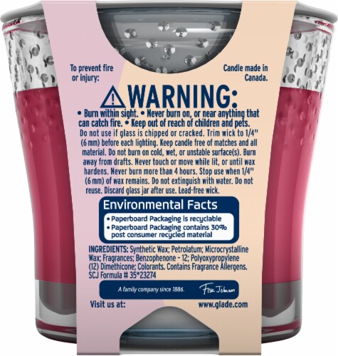 Glade® Energize 2-in-1 Vanilla Passion Fruit + Hawaiian Breeze® Glass Jar Candle Perspective: back