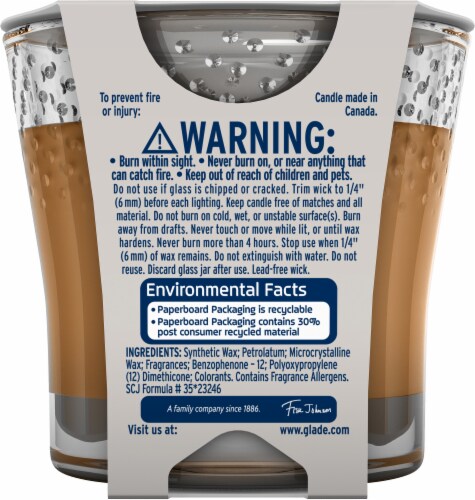 Glade® Comforting Cashmere Woods® Jar Candle Perspective: back