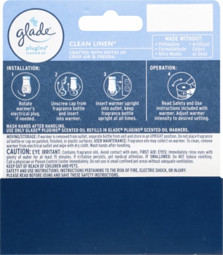 Glade PlugIns Scented Oil Refill Clean Linen, Essential Oil