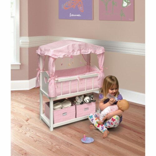 Canopy Doll Crib w Shelf Two Baskets Mobile 1 Foods Co