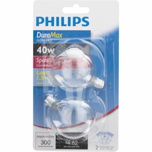 Philips DuraMax 40-Watt Candelabra Base G16.5 Globe Light Bulbs Perspective: back