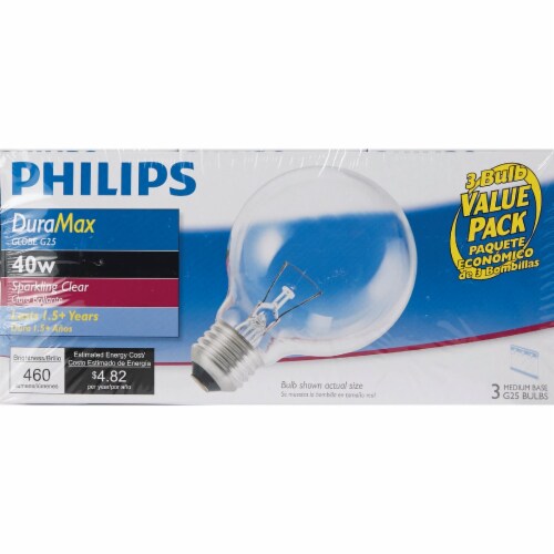 Philips DuraMax 40 Watt Medium Base G25 Globe Light Bulbs 3 pk Harris Teeter