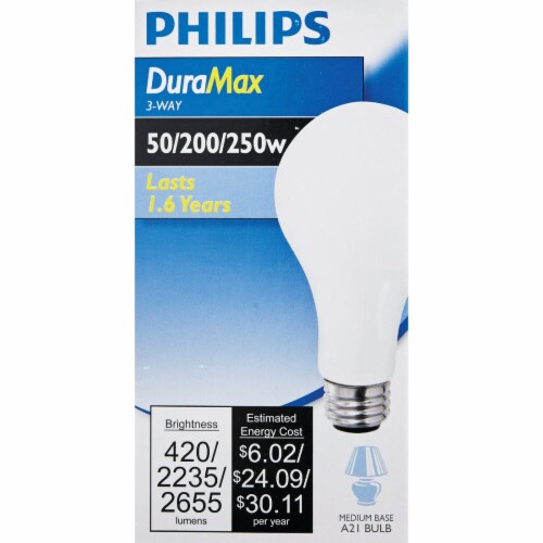 Philips 50/200/250-Watt 3-Way Medium Base A21 Light Bulbs Perspective: back