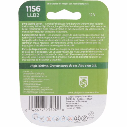 Philips LongerLife Miniature 1156 LLB2 Light Bulbs Perspective: back