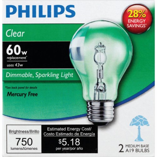 Philips 43-Watt (60-Watt) Medium Base A19 Light Bulbs Perspective: back