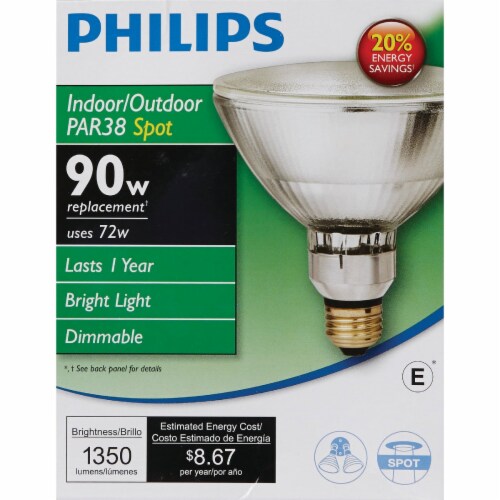 Philips EcoVantage 72-Watt 90-Watt PAR38 Indoor & Outdoor Halogen Spotlight Bulb Perspective: back